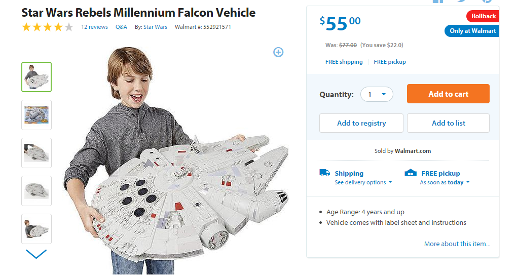 millennium falcon toy walmart