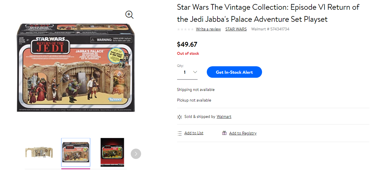 star wars vintage collection jabba's palace adventure set