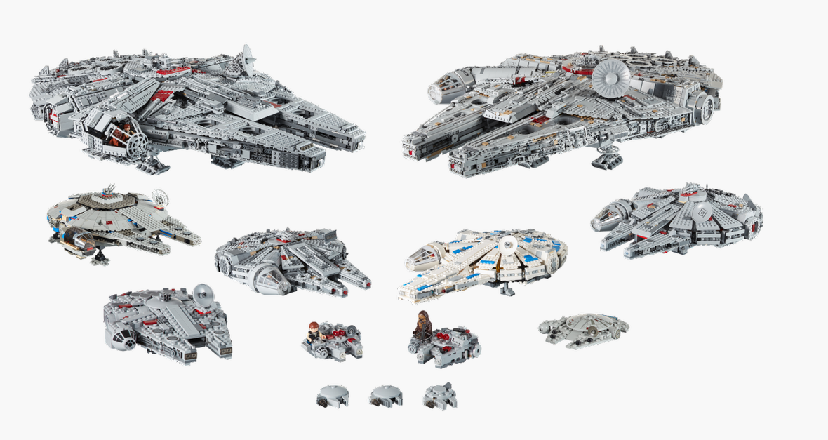 all lego millennium falcon sets